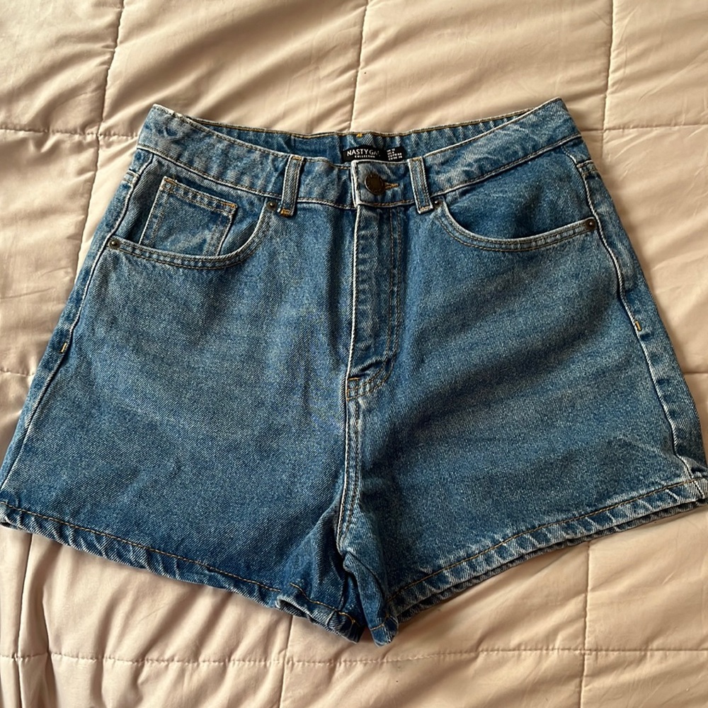 Organic Denim High Waisted Mom Shorts